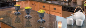 Photo of a granite kitchen countertop from Lumbermen's