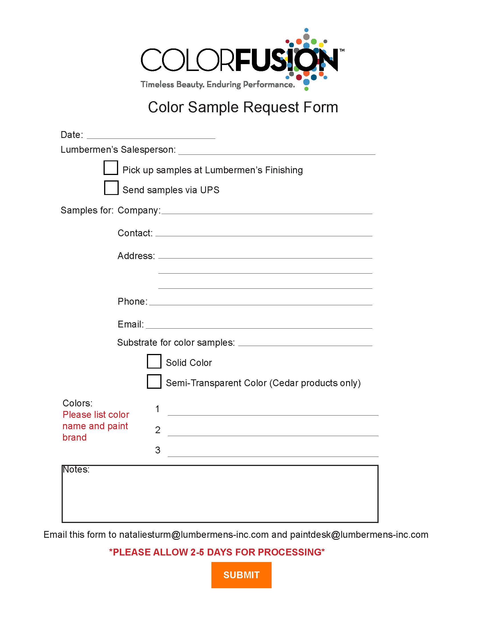ColorFusion Sample Request Form - Lumbermen's Inc. Building Materials ...