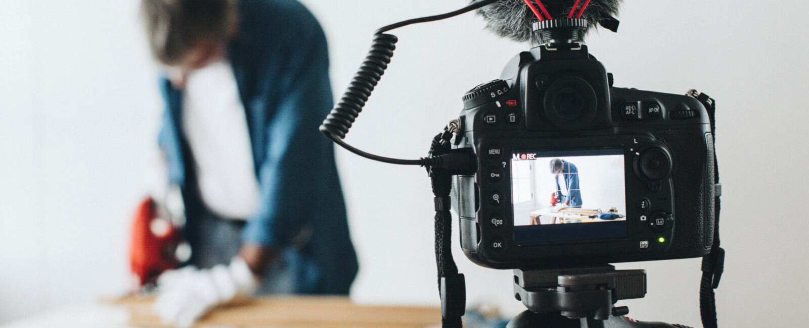 Camera recording a video for a DIY blogger